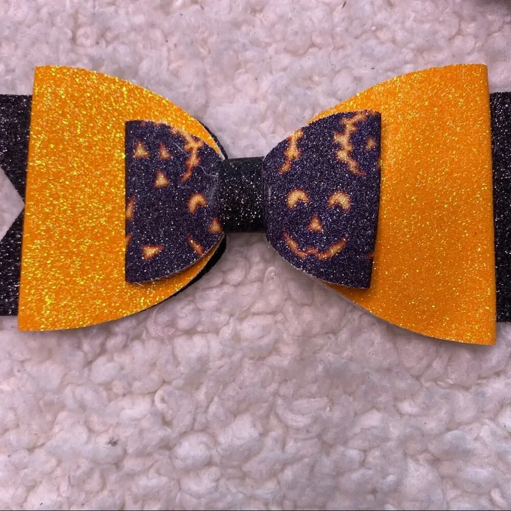 Halloween Orange and Black Bows Lot of 5